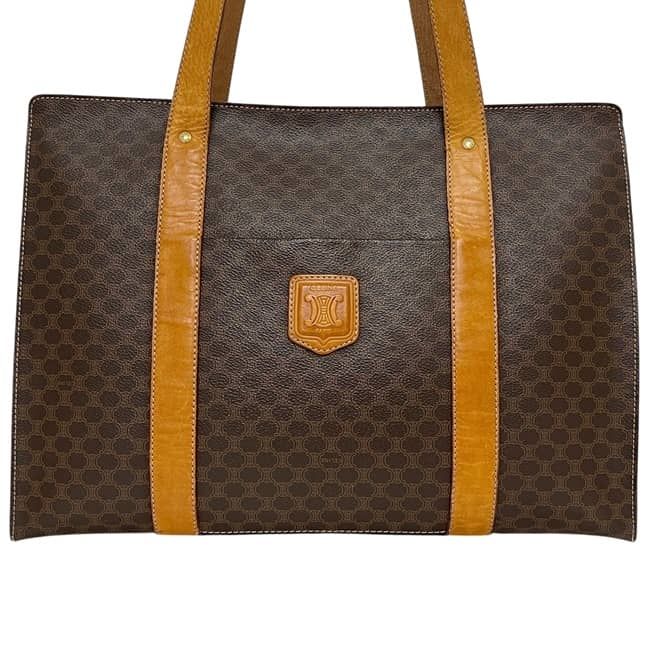 Celine Tote Brown Macadam Leather Document Shoulder — view 6