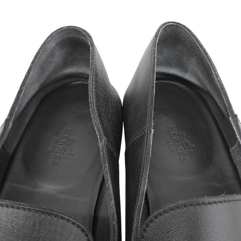 Hermes Eclipse Moccasins Leather Loafers Shoes Black — view 4