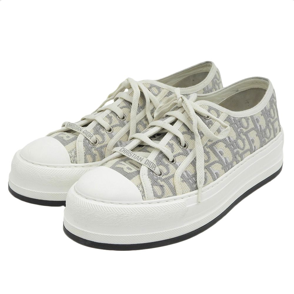 Dior Walk'n' Oblique Embroidered Platform Sneakers Gray