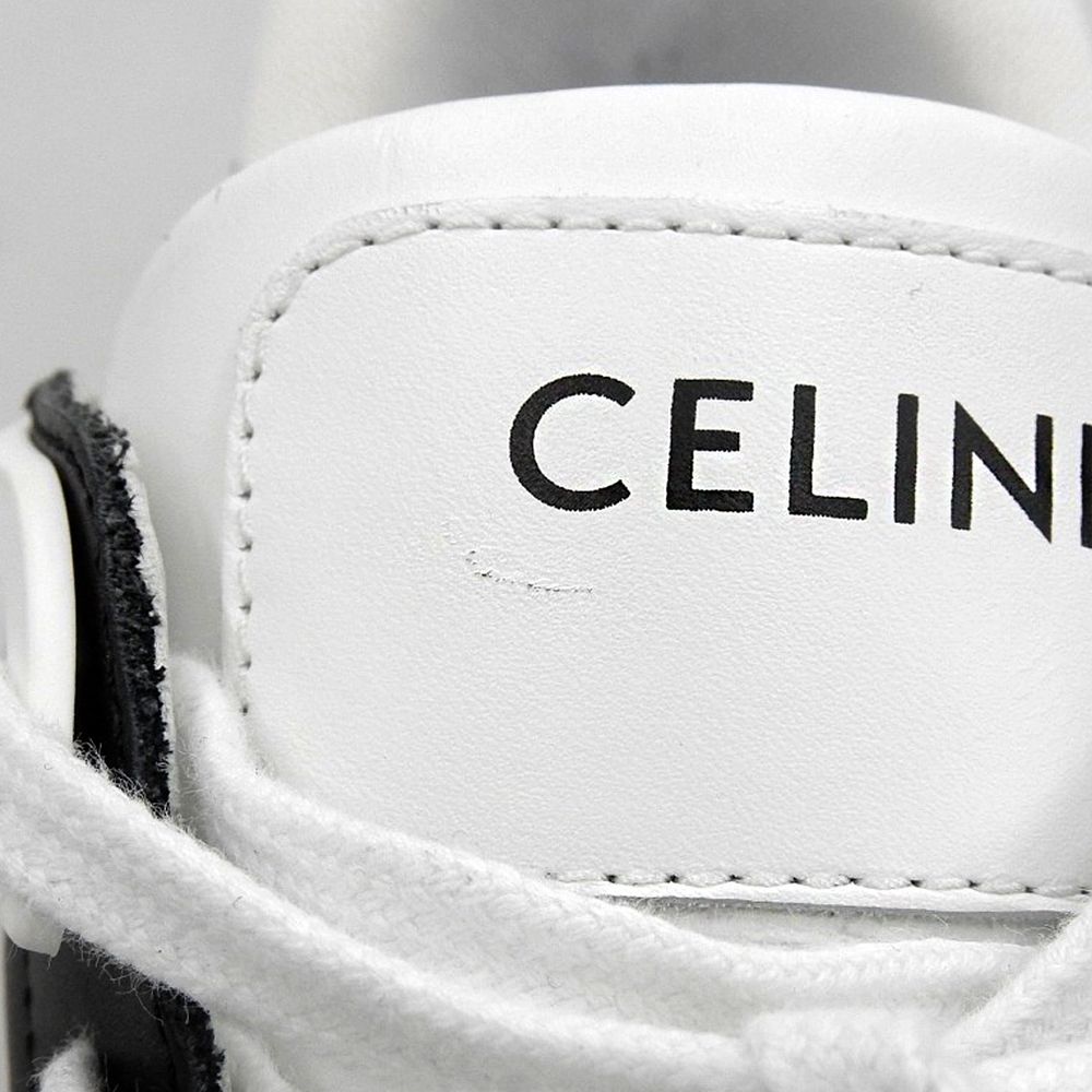 Celine Lace Up Low Sneakers White Black — view 3