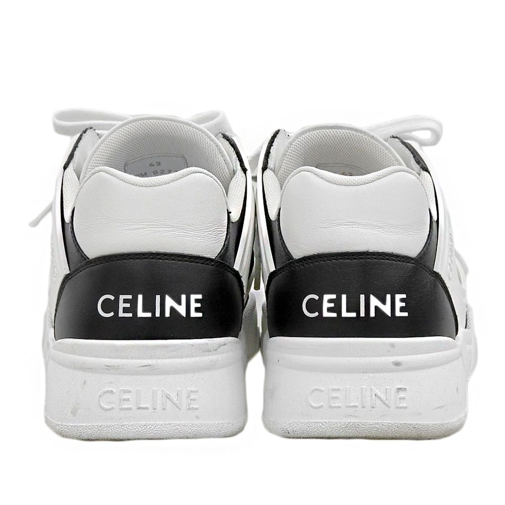 Celine Lace Up Low Sneakers White Black — view 5