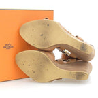 Hermes Wedge Sole Strap Leather Sandals Shoes Brown to — view 2