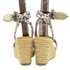 Hermes Ines Espadrilles Wedge Sole Braid Sandals Silver Gold Brown — view 5
