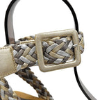 Hermes Ines Espadrilles Wedge Sole Braid Sandals Silver Gold Brown — view 3