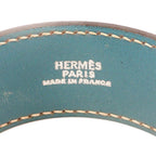 Hermes Touareg Blue Jean Leather Bangle Bracelet Alloy — view 3