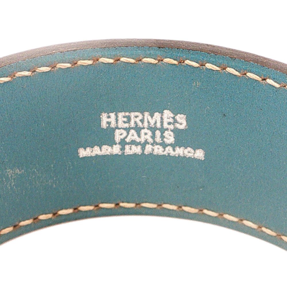 Hermes Touareg Blue Jean Leather Bangle Bracelet Alloy — view 3