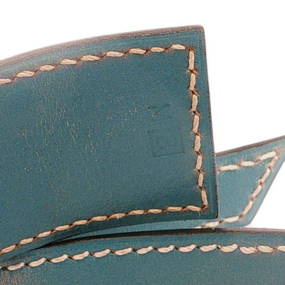 Hermes Touareg Blue Jean Leather Bangle Bracelet Alloy — view 4