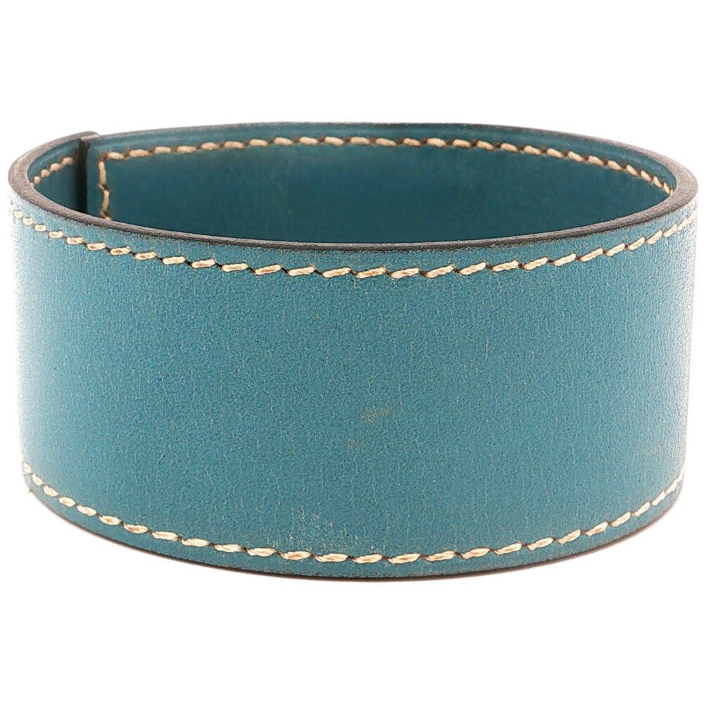 Hermes Touareg Blue Jean Leather Bangle Bracelet Alloy — view 2