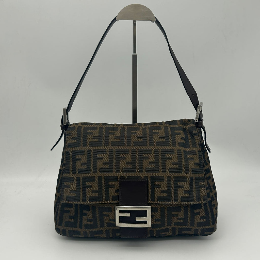 Fendi Zucca Shoulder Canvas Leather Brown