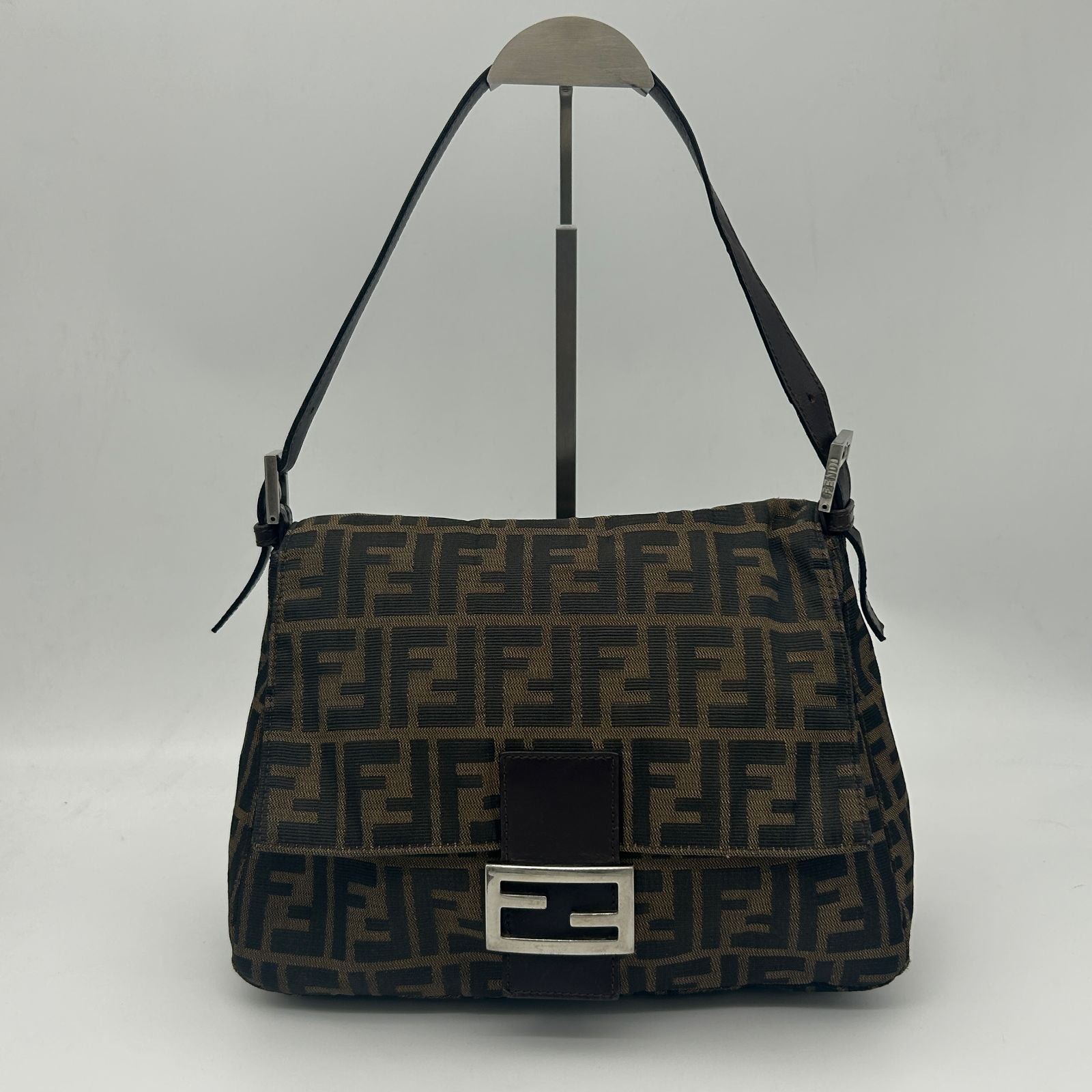 Fendi Zucca Shoulder Canvas Leather Brown