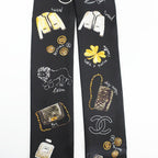 Chanel Ten Headband Ribbon Scarf Silk Black Multicolor CC Logo — view 4