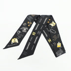 Chanel Ten Headband Ribbon Scarf Silk Black Multicolor CC Logo — view 9