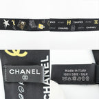 Chanel Ten Headband Ribbon Scarf Silk Black Multicolor CC Logo — view 7