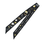 Chanel Ten Headband Ribbon Scarf Silk Black Multicolor CC Logo — view 2