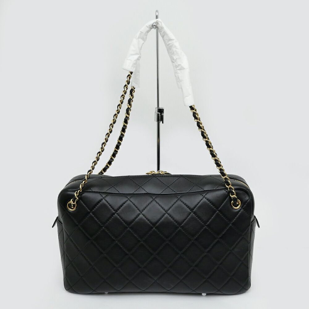 Chanel Maxi Camera Bag Black Gold Lambskin — view 9