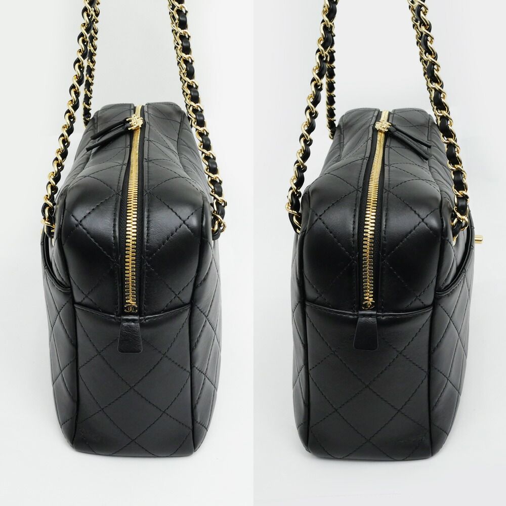 Chanel Maxi Camera Bag Black Gold Lambskin — view 2