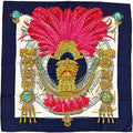 Hermes Scarf Carre 90 Mexique Mexico Silk Navy Multicolor Feather