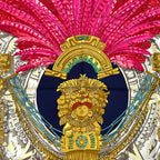 Hermes Scarf Carre 90 Mexique Mexico Silk Navy Multicolor Feather — view 2