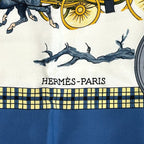 Hermes Scarf Carre 90 Bull&mouth Western Office Winter Mail Silk Blue Multicolor — view 4