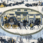 Hermes Scarf Carre 90 Bull&mouth Western Office Winter Mail Silk Blue Multicolor — view 2