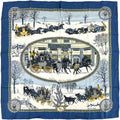 Hermes Scarf Carre 90 Bull&mouth Western Office Winter Mail Silk Blue Multicolor