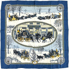 Hermes Scarf Carre 90 Bull&mouth Western Office Winter Mail Silk Blue Multicolor