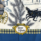Hermes Scarf Carre 90 Bull&mouth Western Office Winter Mail Silk Blue Multicolor — view 3