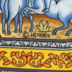 Hermes Scarf Carre 90 Qalamdan Silk Yellow Multicolor Horse Bird Animal Large — view 5