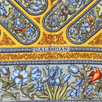 Hermes Scarf Carre 90 Qalamdan Silk Yellow Multicolor Horse Bird Animal Large — view 3