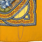Hermes Scarf Carre 90 Qalamdan Silk Yellow Multicolor Horse Bird Animal Large — view 8