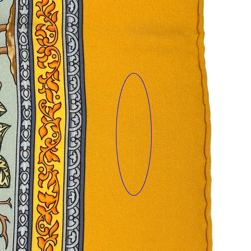 Hermes Scarf Carre 90 Qalamdan Silk Yellow Multicolor Horse Bird Animal Large — view 9