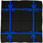Chanel Scarf Silk Black Blue Ribbon Dot Logo Large