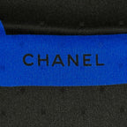 Chanel Scarf Silk Black Blue Ribbon Dot Logo Large — view 2