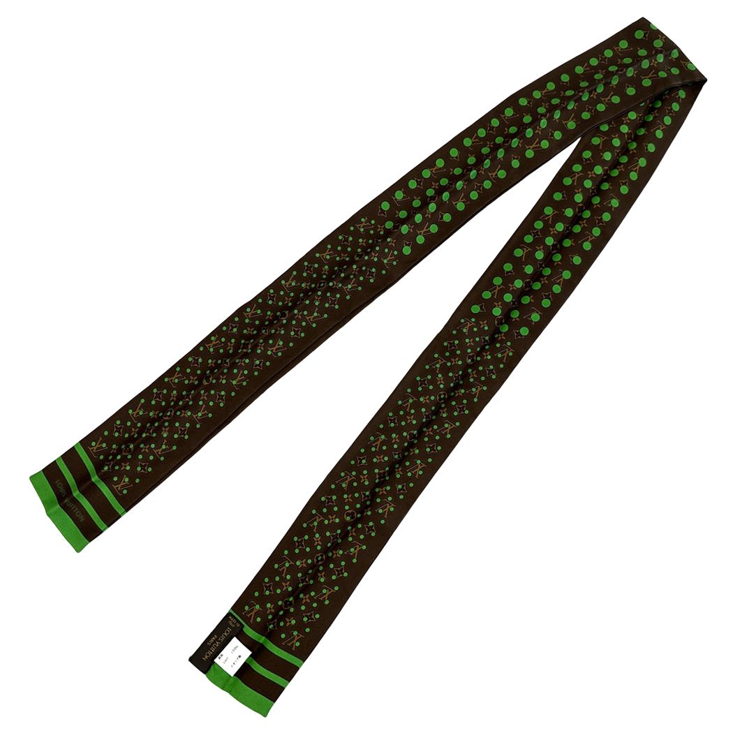 Louis Vuitton Scarf Silk Bandeau Monogram Dot Brown Green — view 2