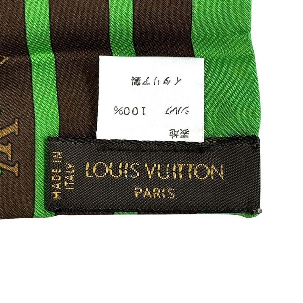 Louis Vuitton Scarf Silk Bandeau Monogram Dot Brown Green — view 5