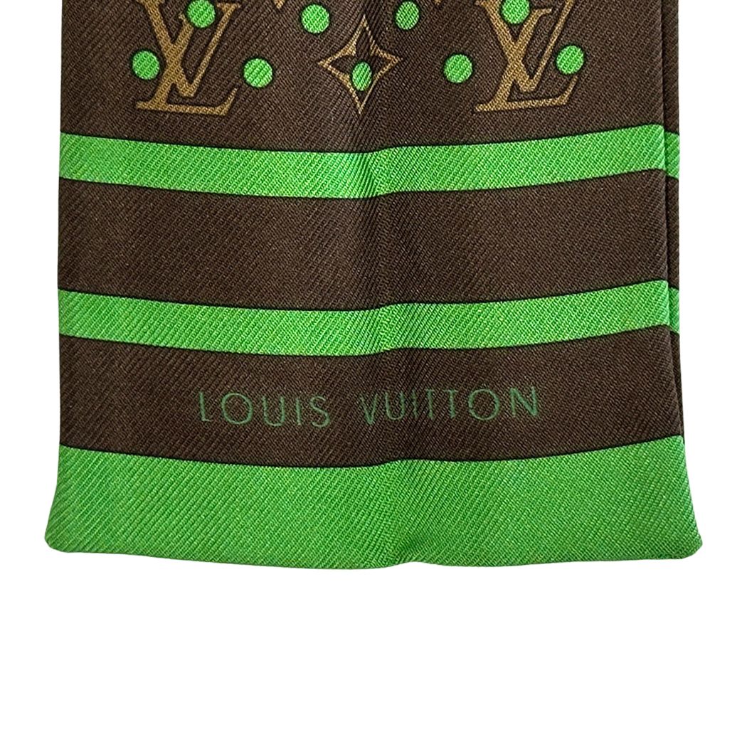 Louis Vuitton Scarf Silk Bandeau Monogram Dot Brown Green — view 4