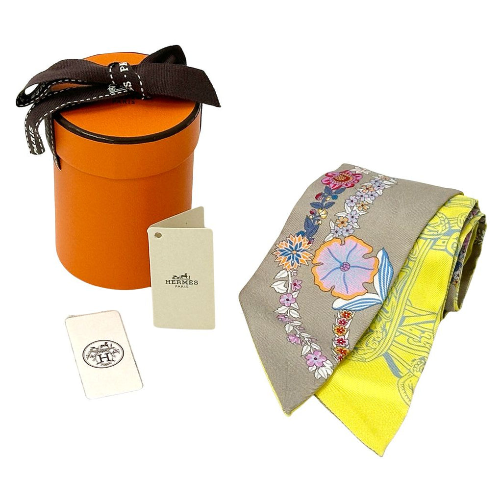 Hermes Scarf Brides de Gala en Fleurs Ceremonial Bridle with Flowers Silk Gray — view 8