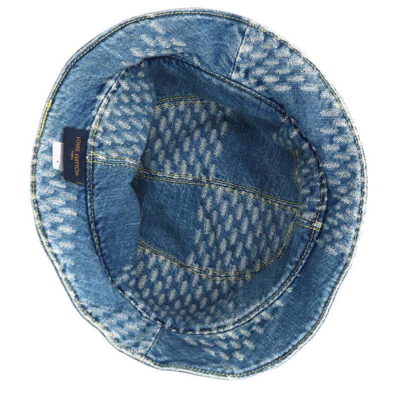 Louis Vuitton Bonnet Damier Giant Wave Monogram Reversible Denim Bucket — view 5