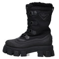 Prada Monolith Shearing Boots Re-Nylon Fleece High Cut Leather 7.5