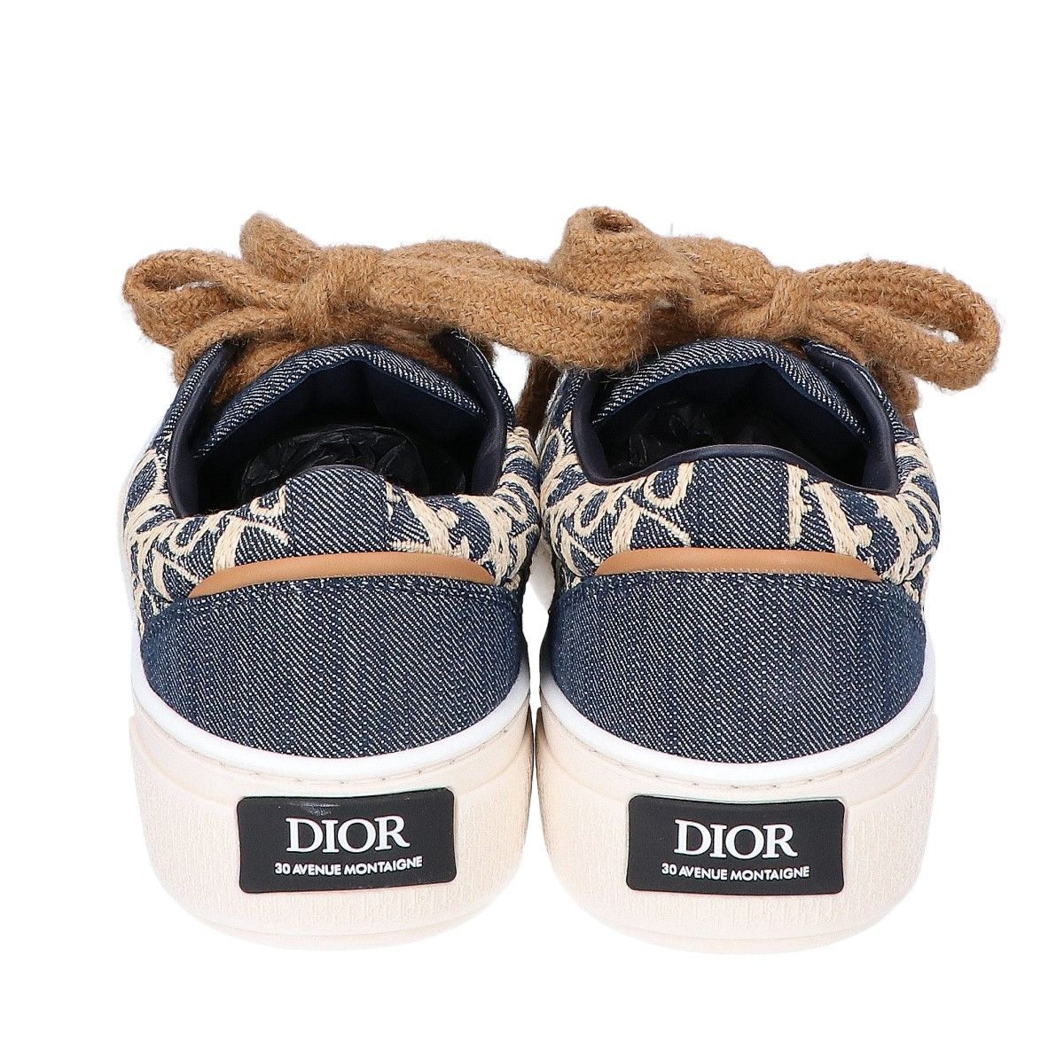 Dior 577 Oblique Raffia Effect Denim 33 Spin Sneakers — view 3