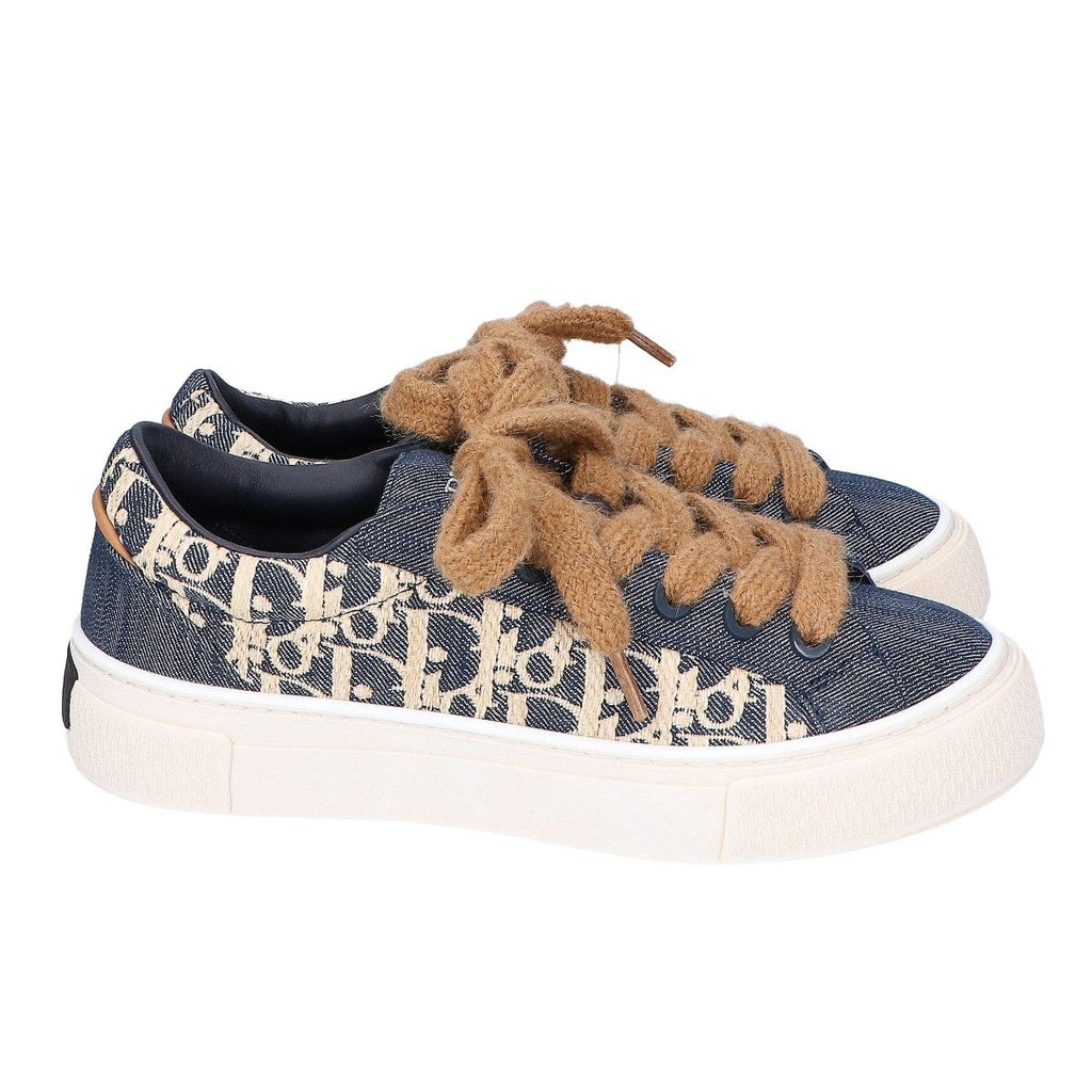 Dior 577 Oblique Raffia Effect Denim 33 Spin Sneakers — view 4