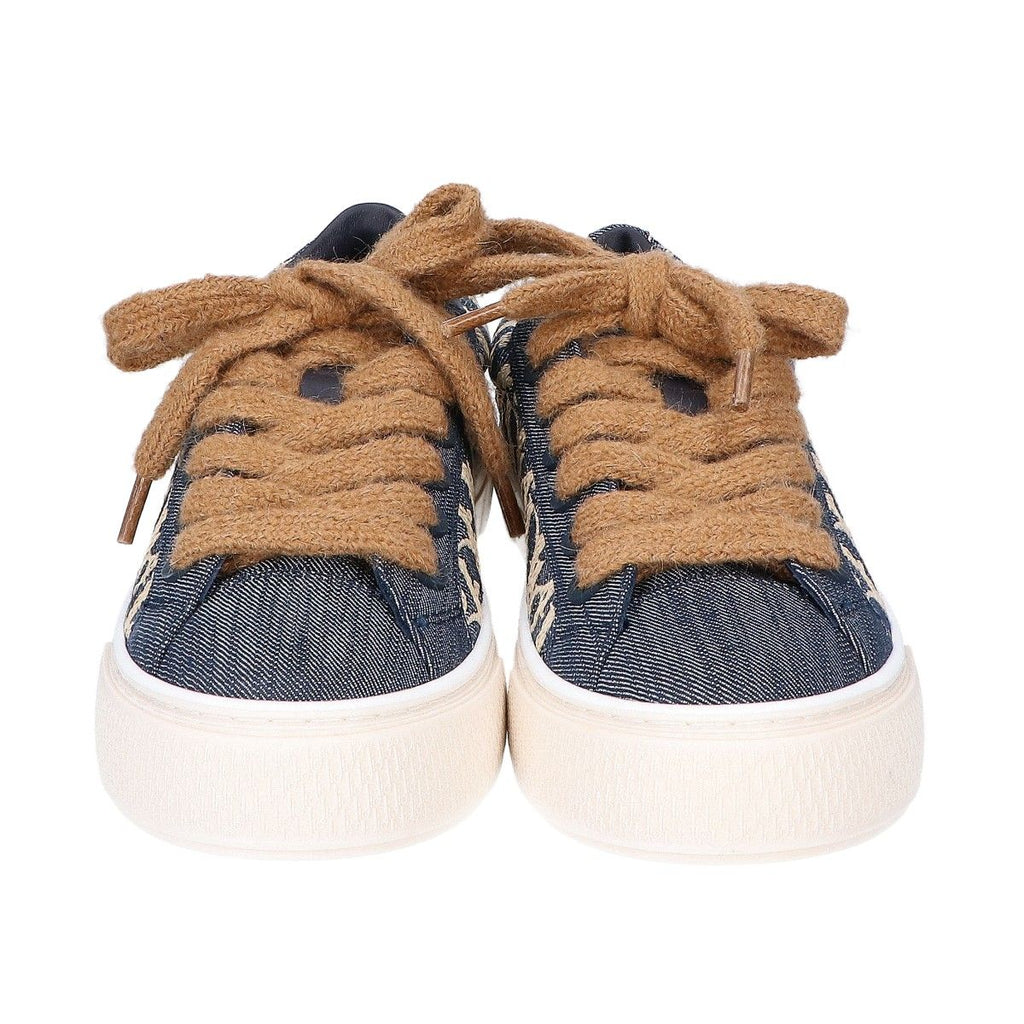 Dior 577 Oblique Raffia Effect Denim 33 Spin Sneakers — view 2