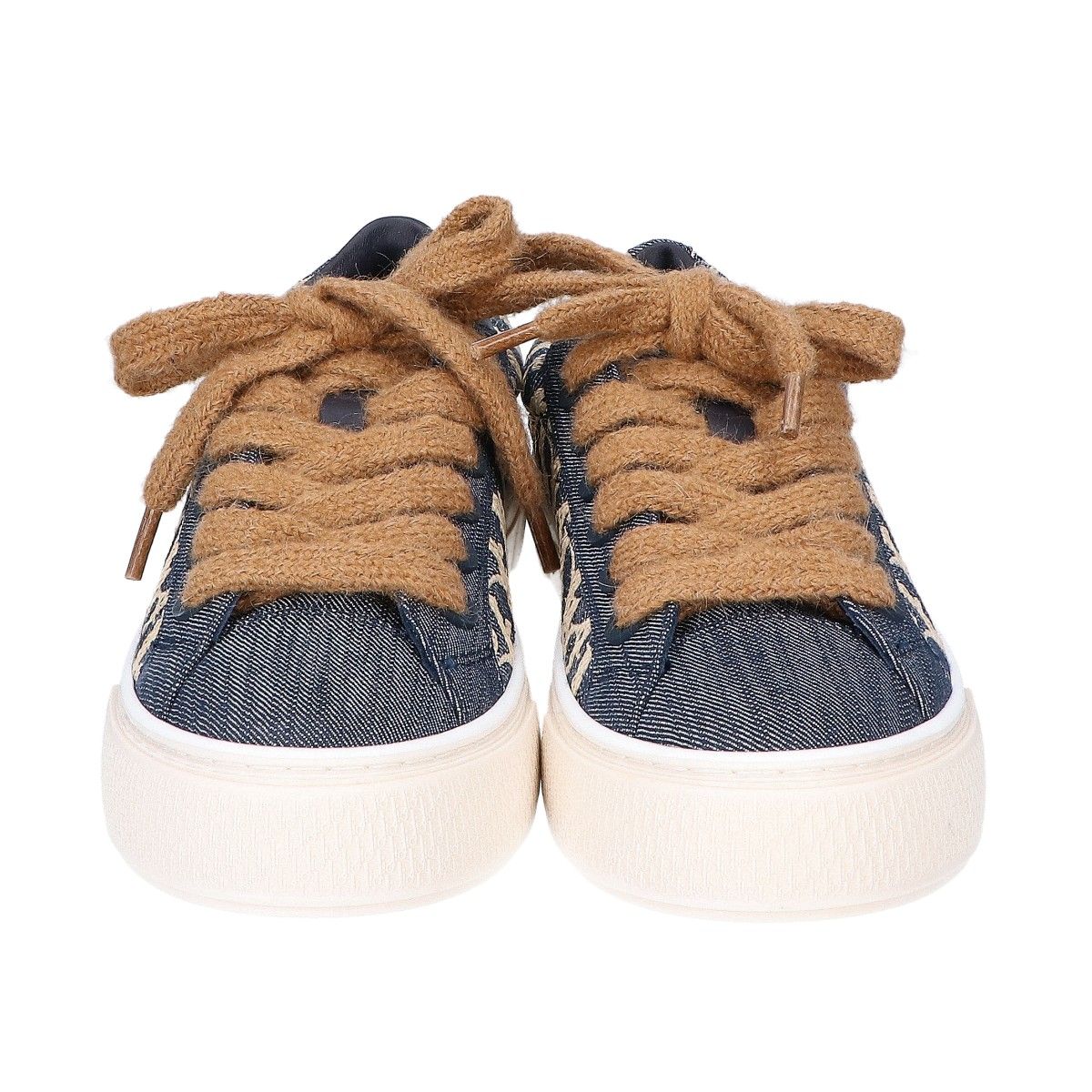 Dior 577 Oblique Raffia Effect Denim 33 Spin Sneakers — view 2