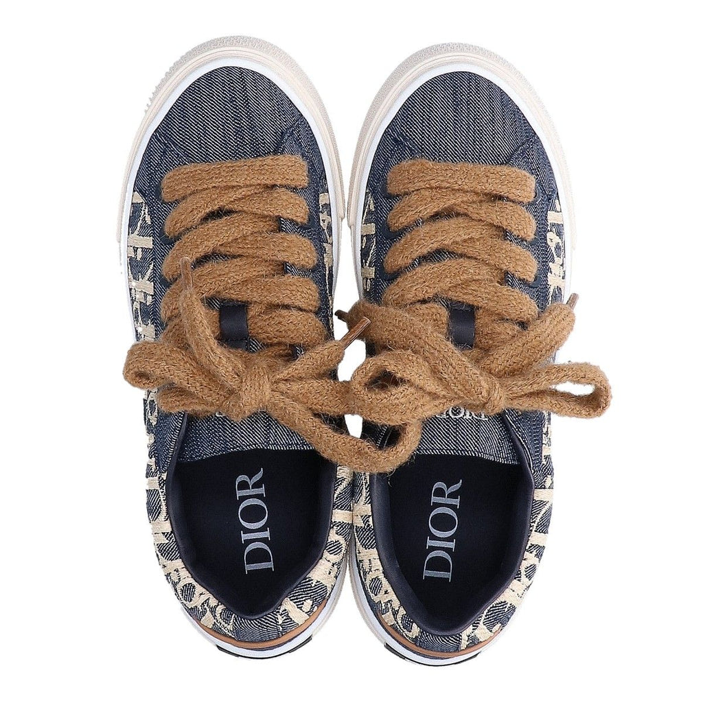 Dior 577 Oblique Raffia Effect Denim 33 Spin Sneakers — view 5