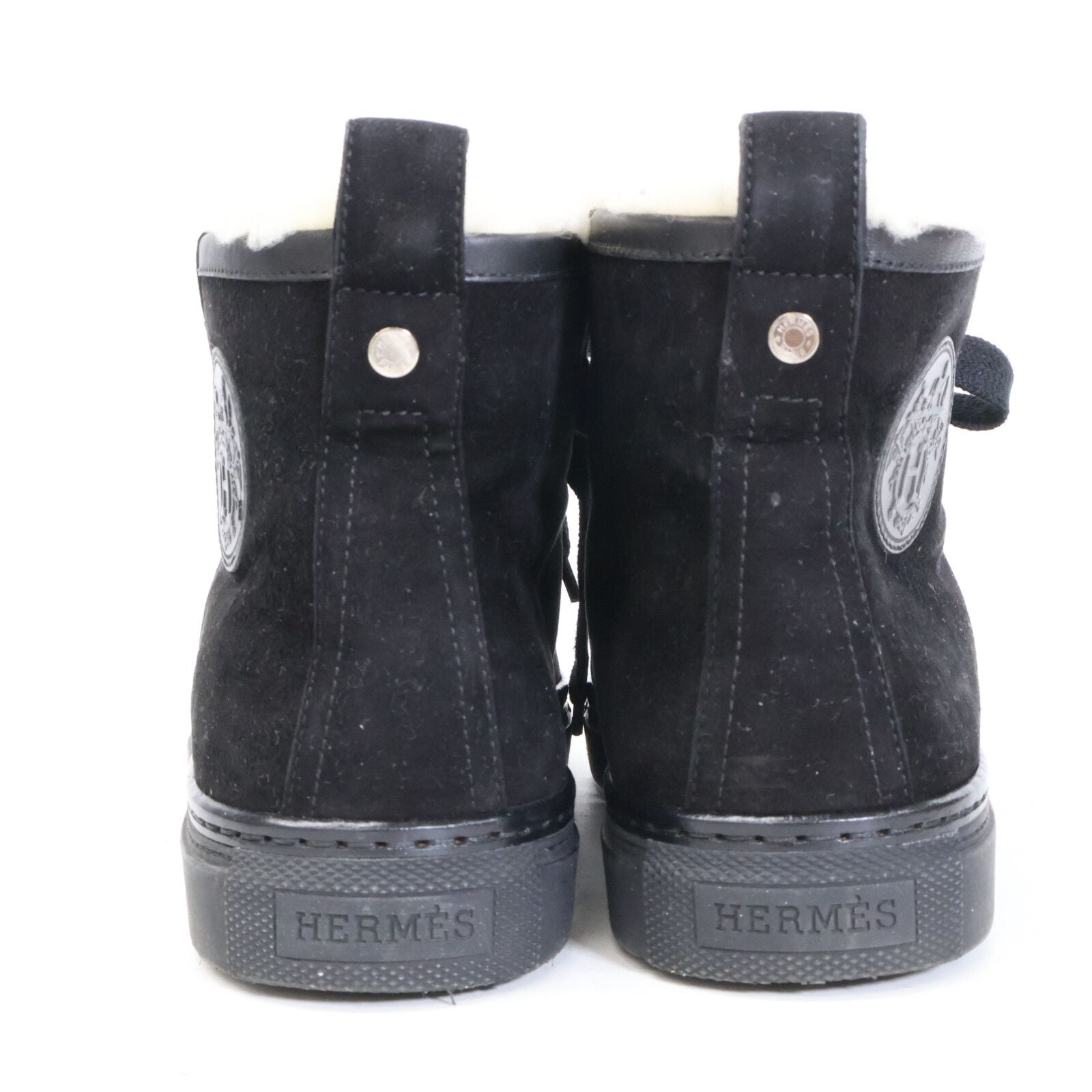 Hermes Jimmy Fleece Shearling High Cut Sneakers — view 3