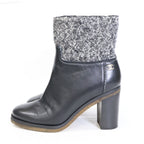 Chanel CC Logo Tweed Replacement Leather Short Boots — view 2