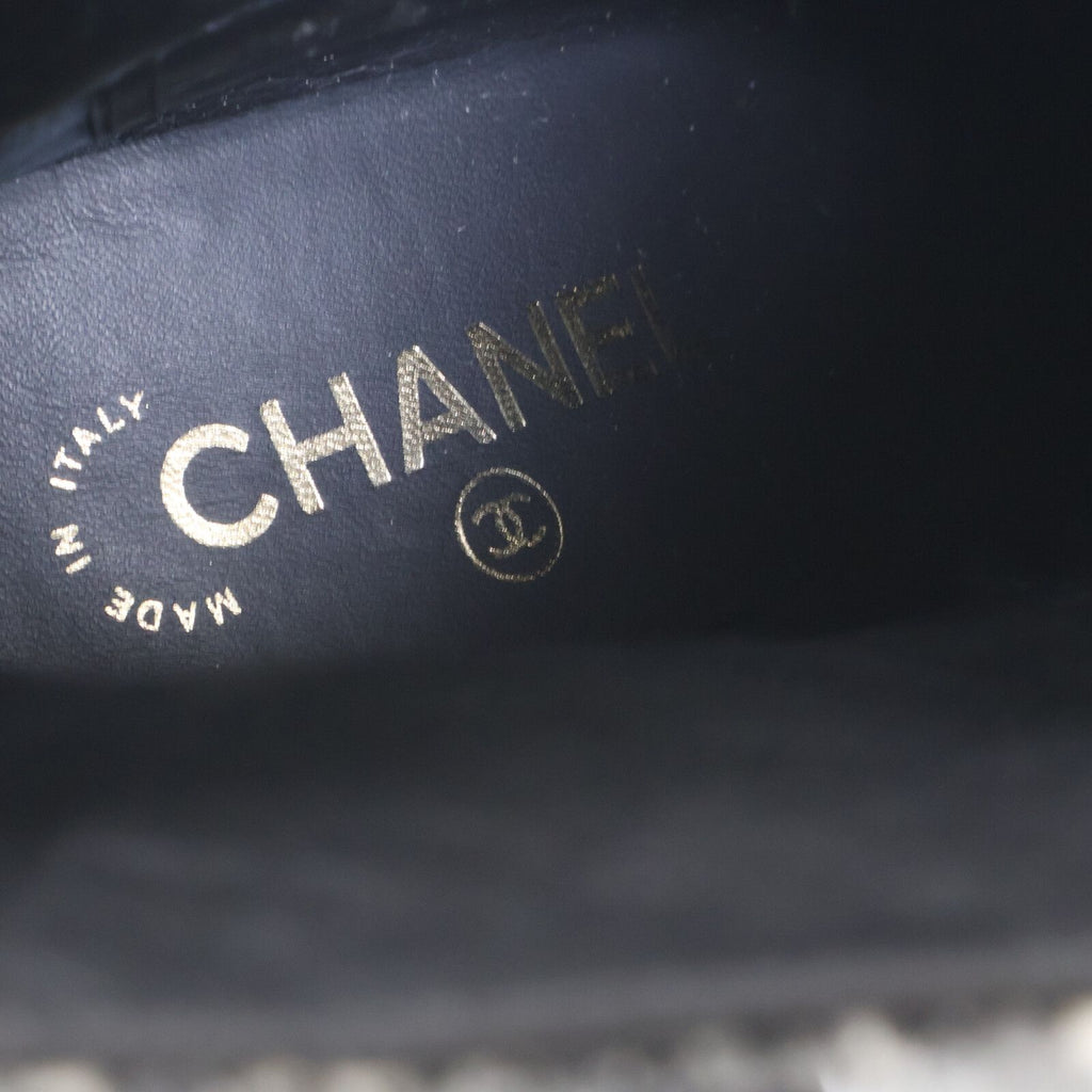 Chanel CC Logo Tweed Replacement Leather Short Boots — view 7