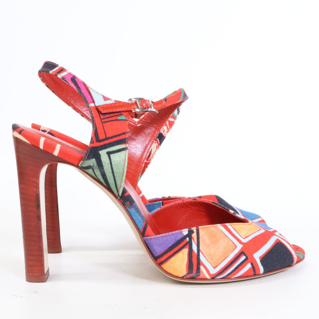 Hermes Allover Canvas Ankle Strap Sandals — view 4