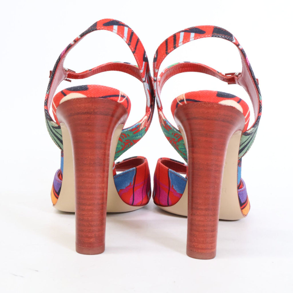Hermes Allover Canvas Ankle Strap Sandals — view 3