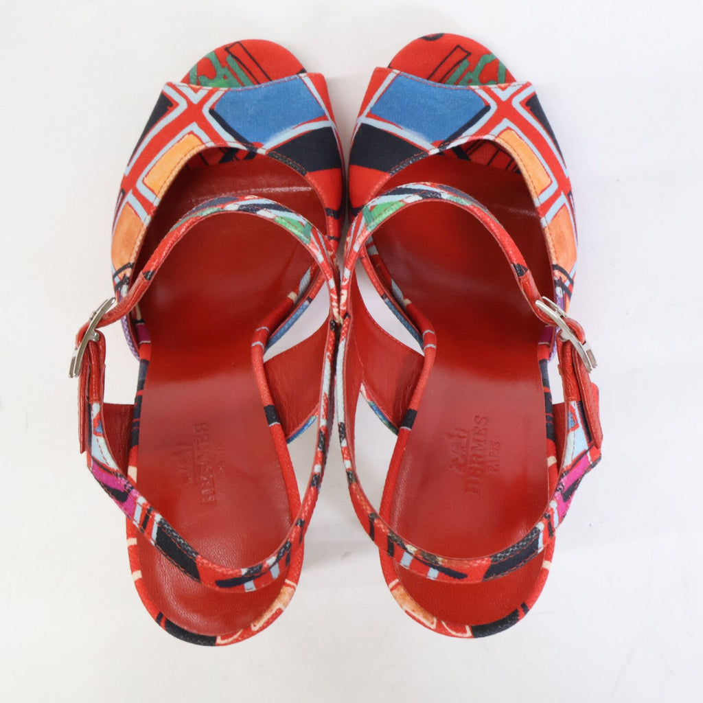 Hermes Allover Canvas Ankle Strap Sandals — view 5
